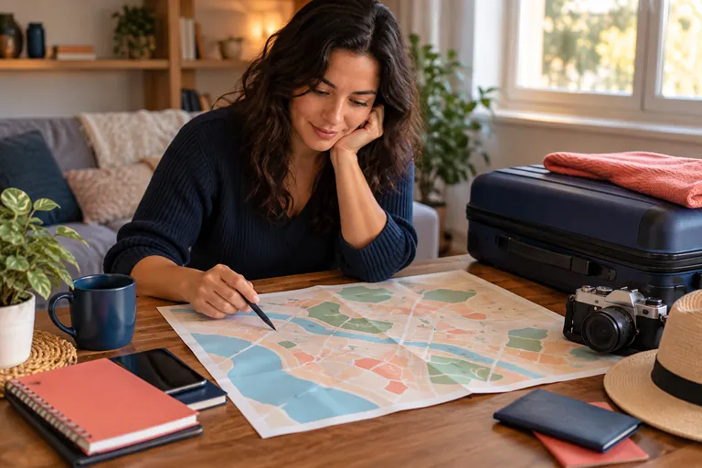 Imagem ilustrativa de uma pessoa planejando uma viagem.